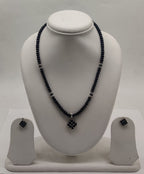 Midnight Square Black Pearl Drop One Line Freshwater Pearl Necklace Set
