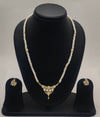 One line freshwater pearl necklace and earrings set with gold-toned pendant and matching stud earrings