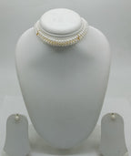 Classic Elegance genuine freshwater pearl necklace and earrings set for women with double-strand white pearls