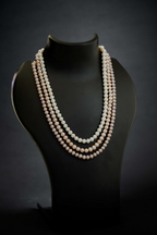 Blush Harmony genuine freshwater pearl necklace and earrings set with layered white and blush pink pearls for women