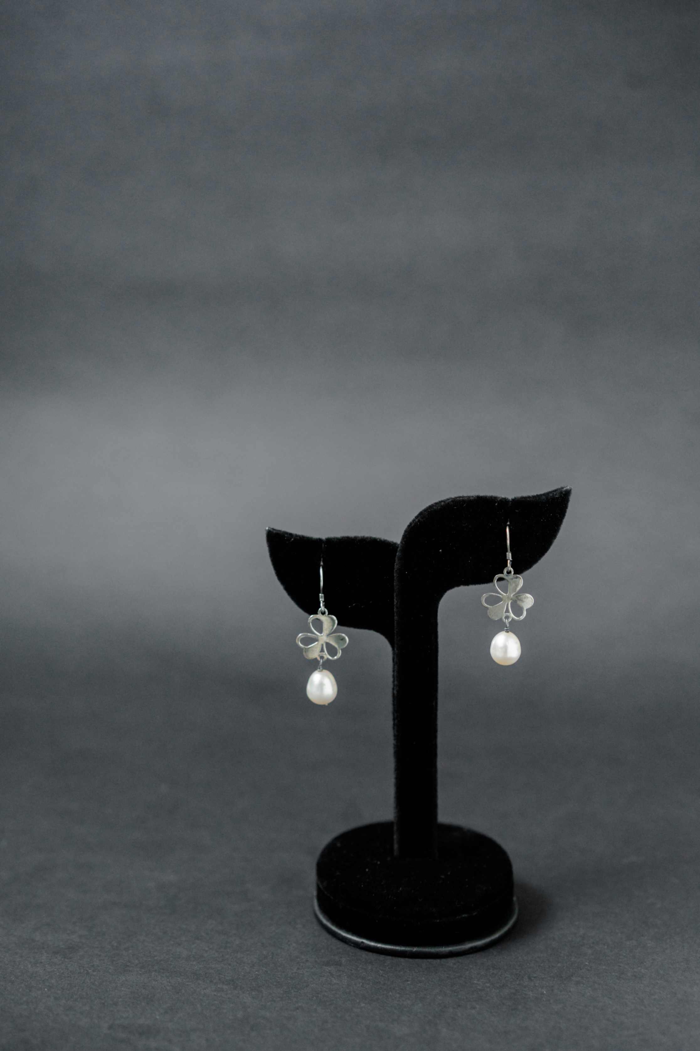 Silver Blossom Pearl Earrings