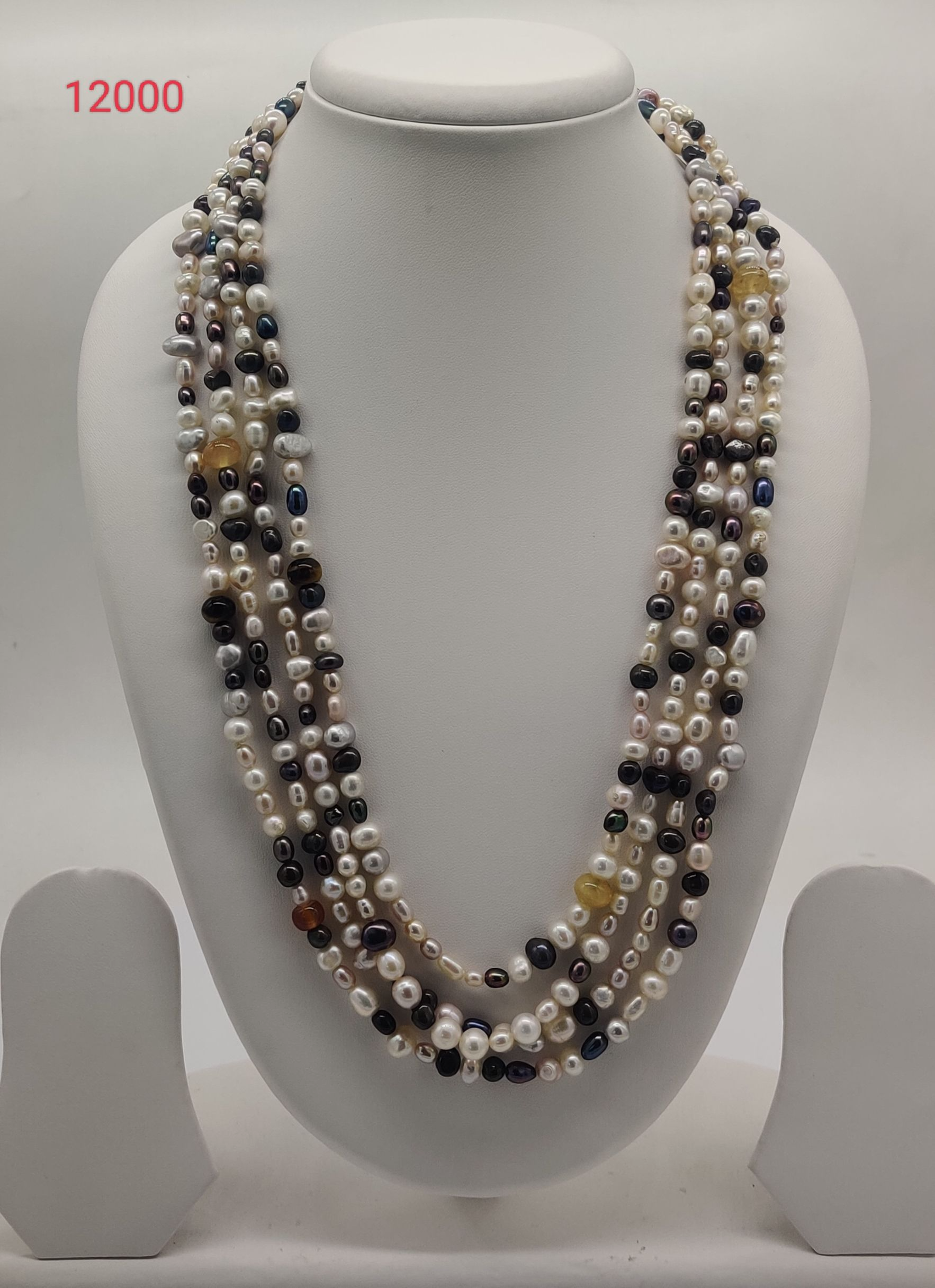 Ocean Dusk multicolor freshwater pearl necklace with mixed colour pearls in layered multi strand design