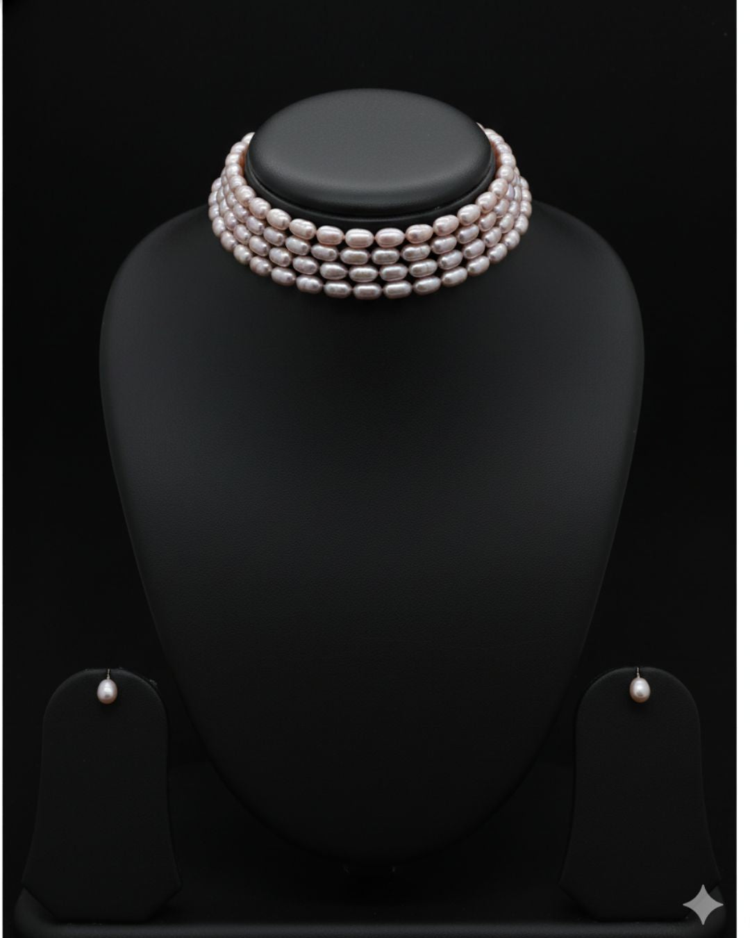 Blush Harmony genuine freshwater pearl necklace and earrings set for women in pink and cream tones