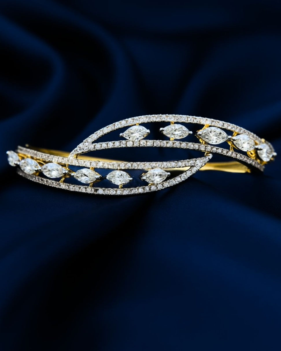 Interwoven Diamond Bangle � 14KT Gold