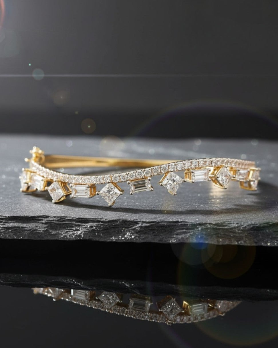 Elegant Diamond Kada Bracelet � 14KT Gold