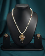 Butterfly Bloom freshwater pearl necklace and earrings set with enamel butterfly pendant for women