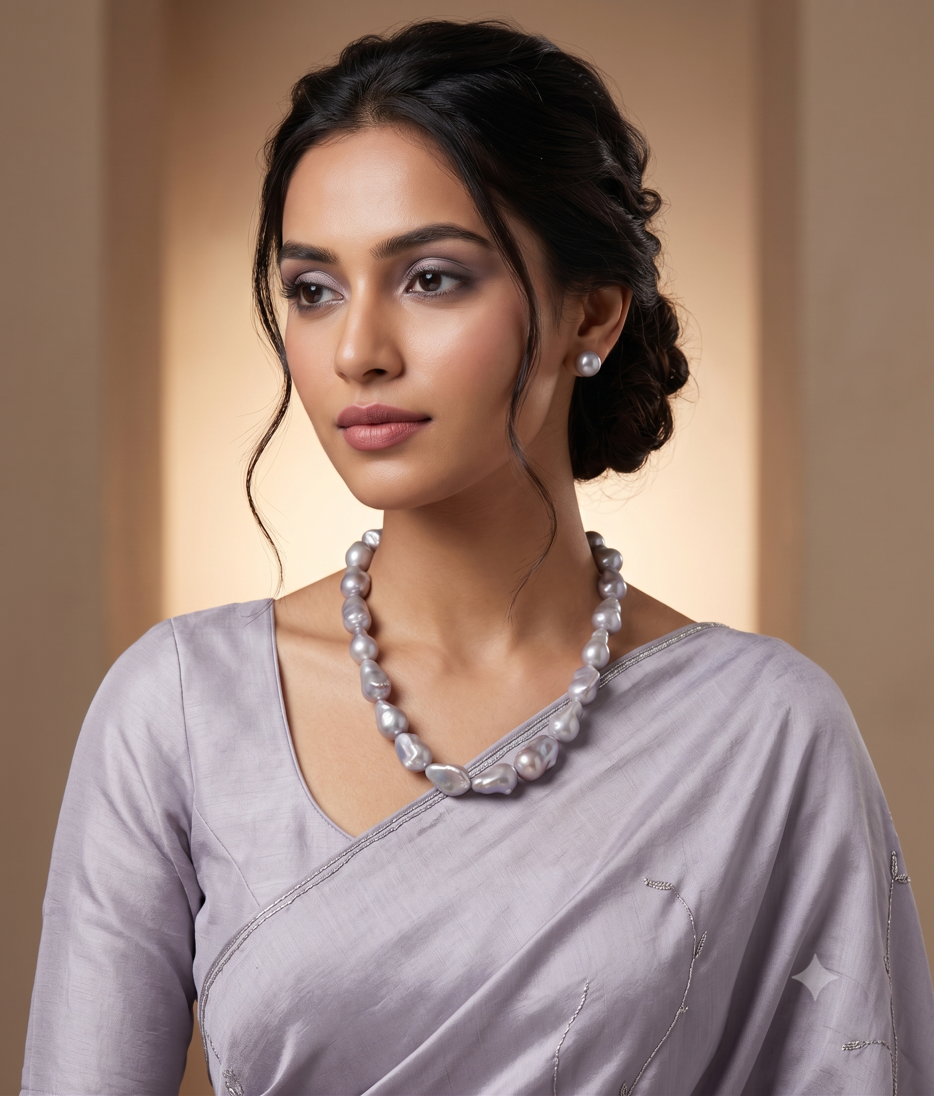 Organic Baroque Freshwater Pearl Necklace Set