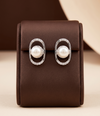 Oval Frame Pearl Stud Earrings