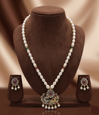 Peacock Grace One Line Pendant Freshwater Pearl Necklace & Earrings Set