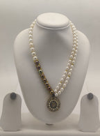 Pearl Heritage Circle dual-strand freshwater pearl pendant necklace and earrings set with circular pendant
