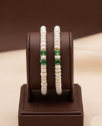 Pearl &amp; Green Stone Bangle – Festive Color Pop