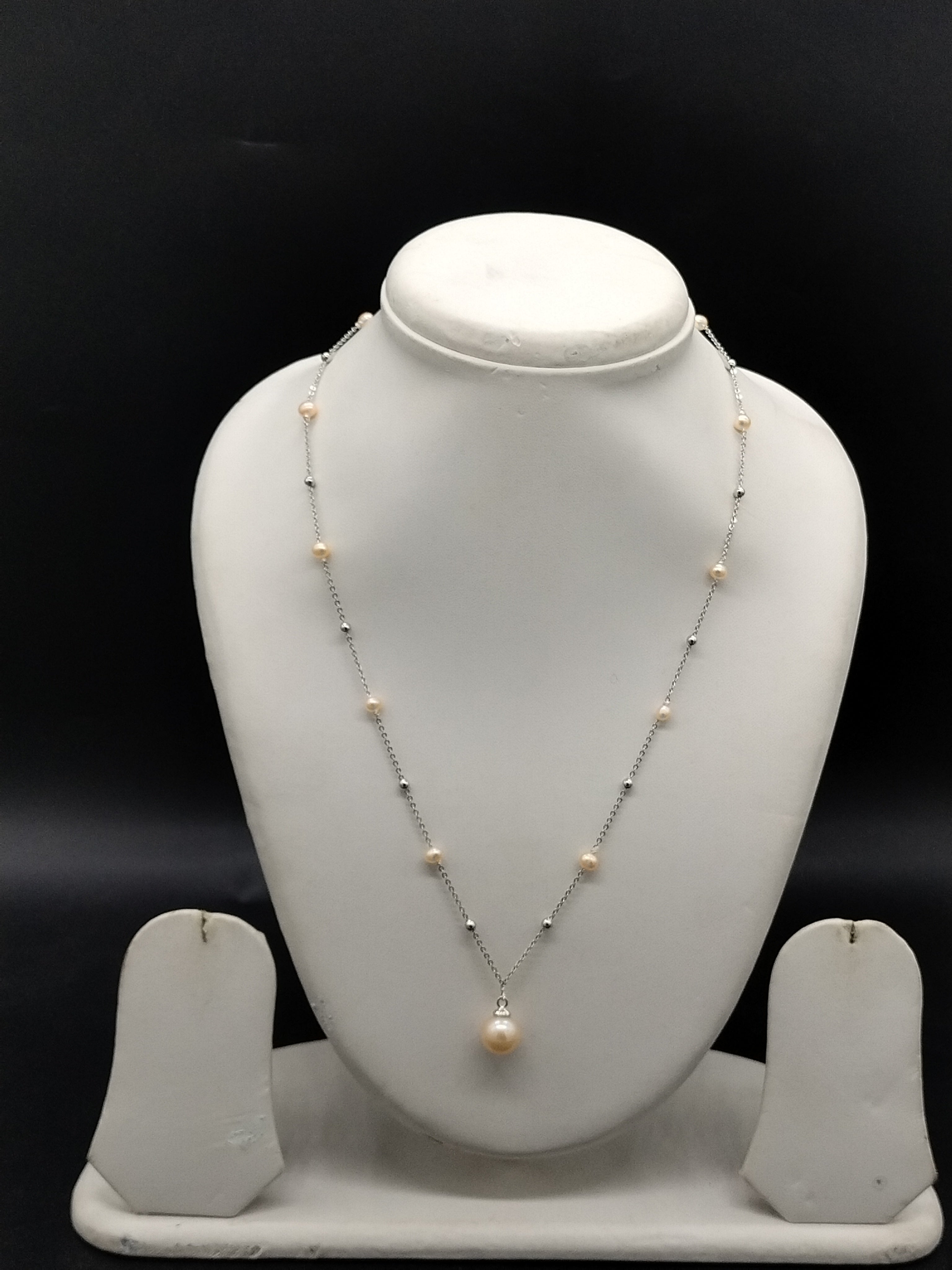 Pink freshwater pearl Y drop chain necklace for women