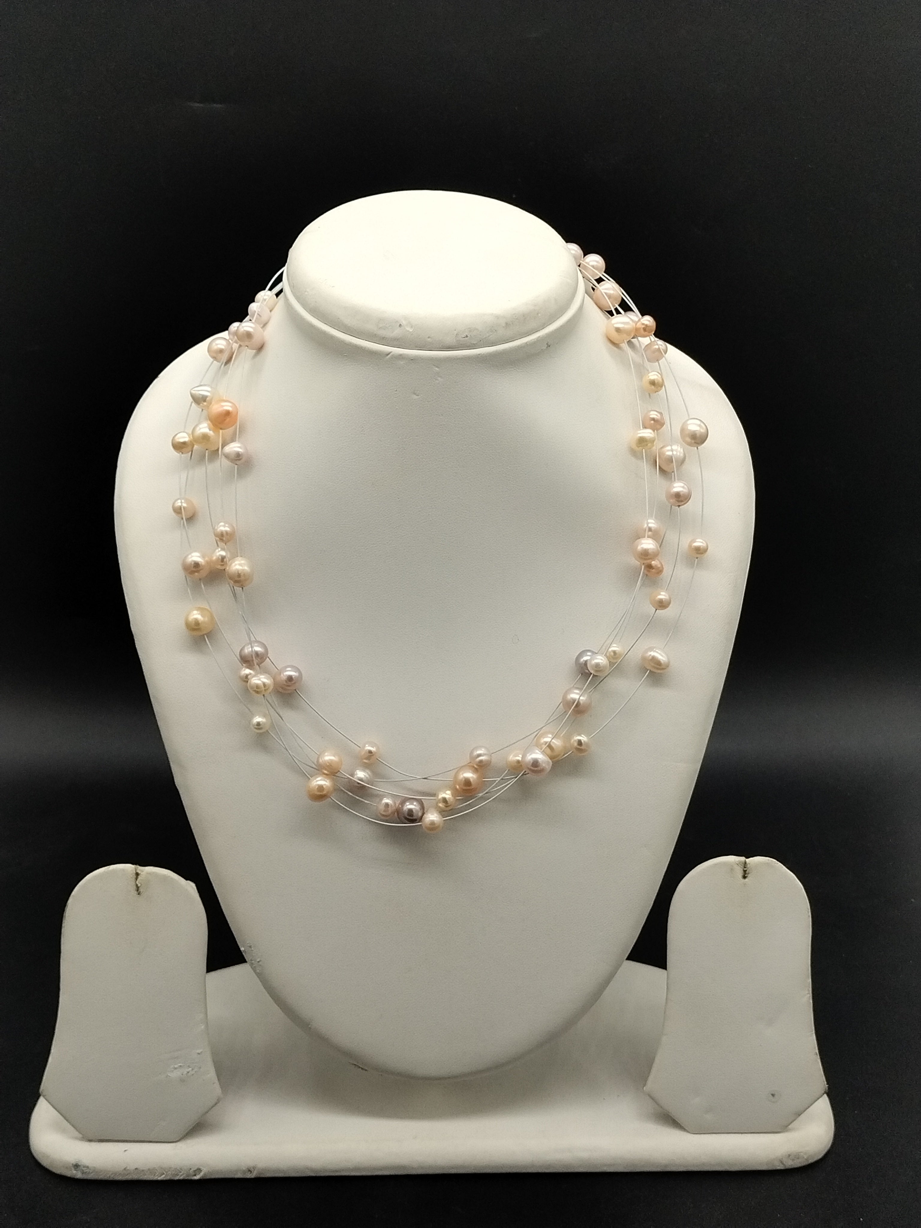 Pink freshwater pearl fancy mala necklace for women