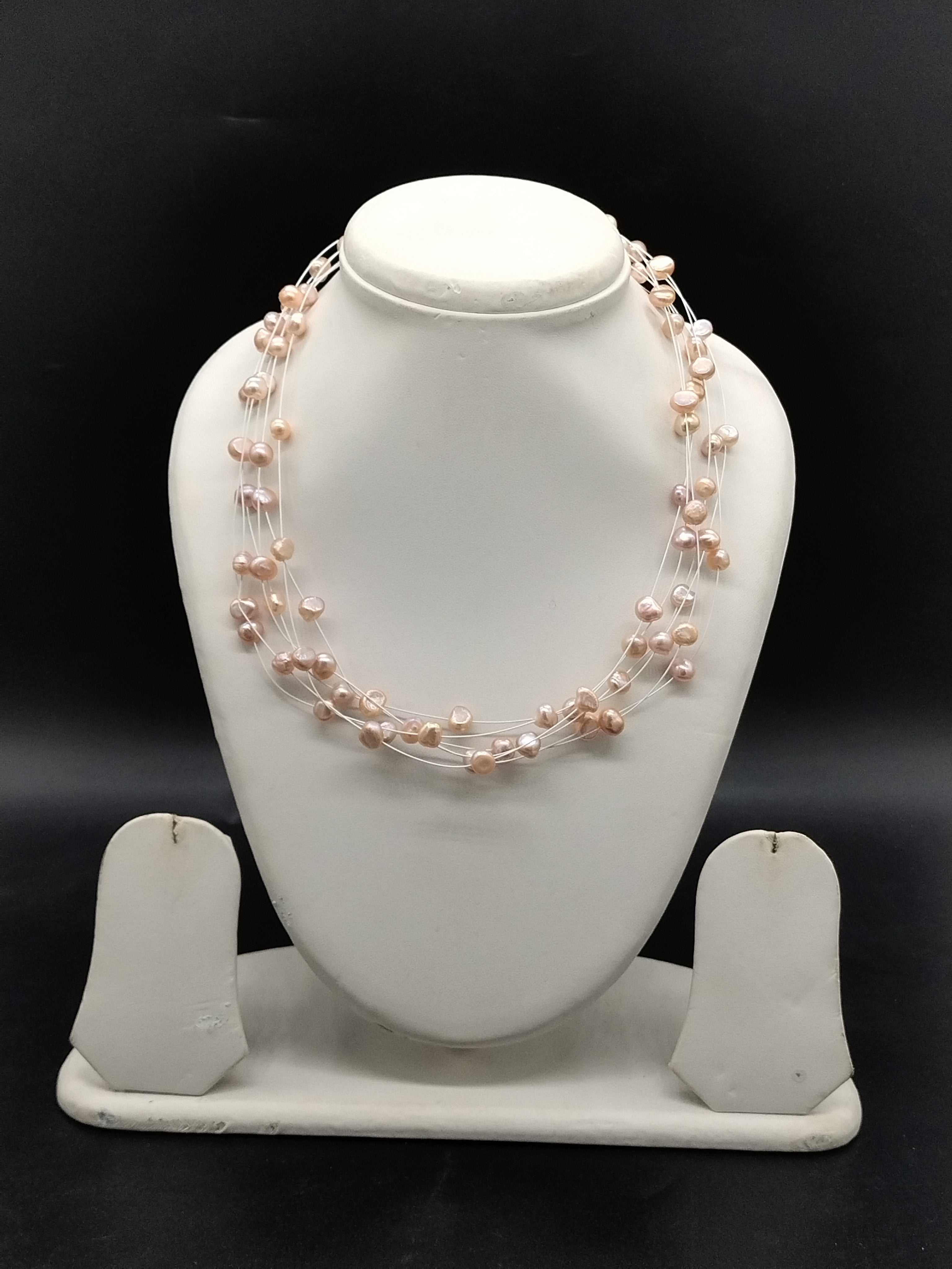 Pink freshwater pearl fancy mala necklace for women