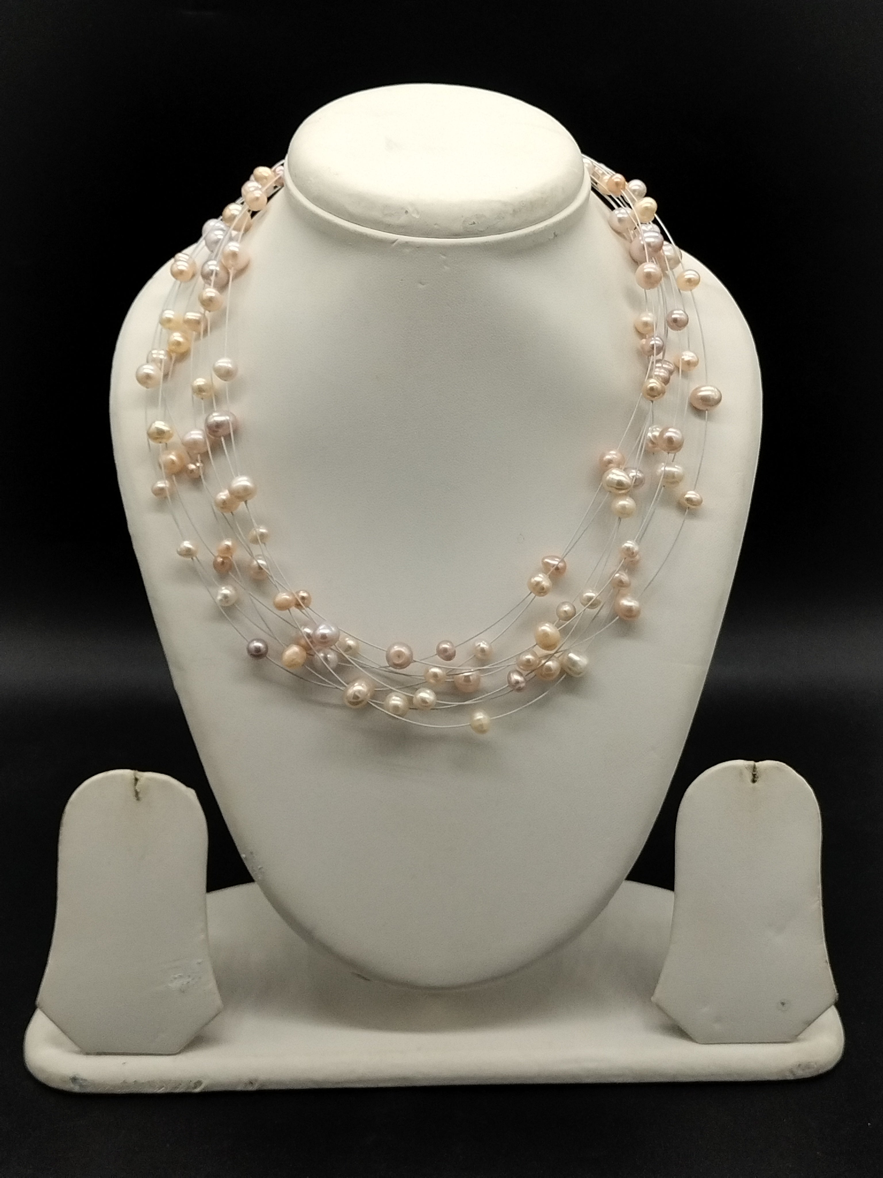 Pink freshwater pearl fancy mala necklace for women