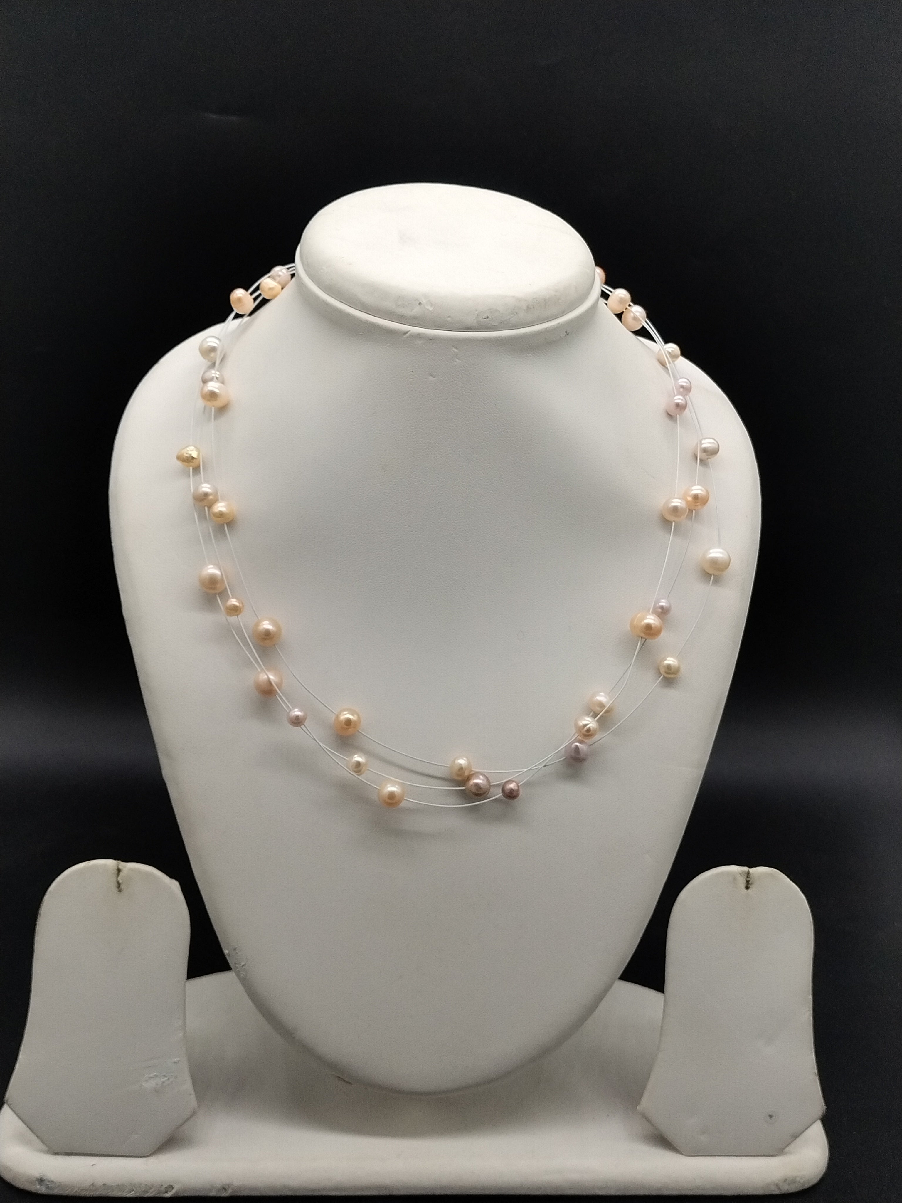 Pink freshwater pearl fancy mala necklace for women