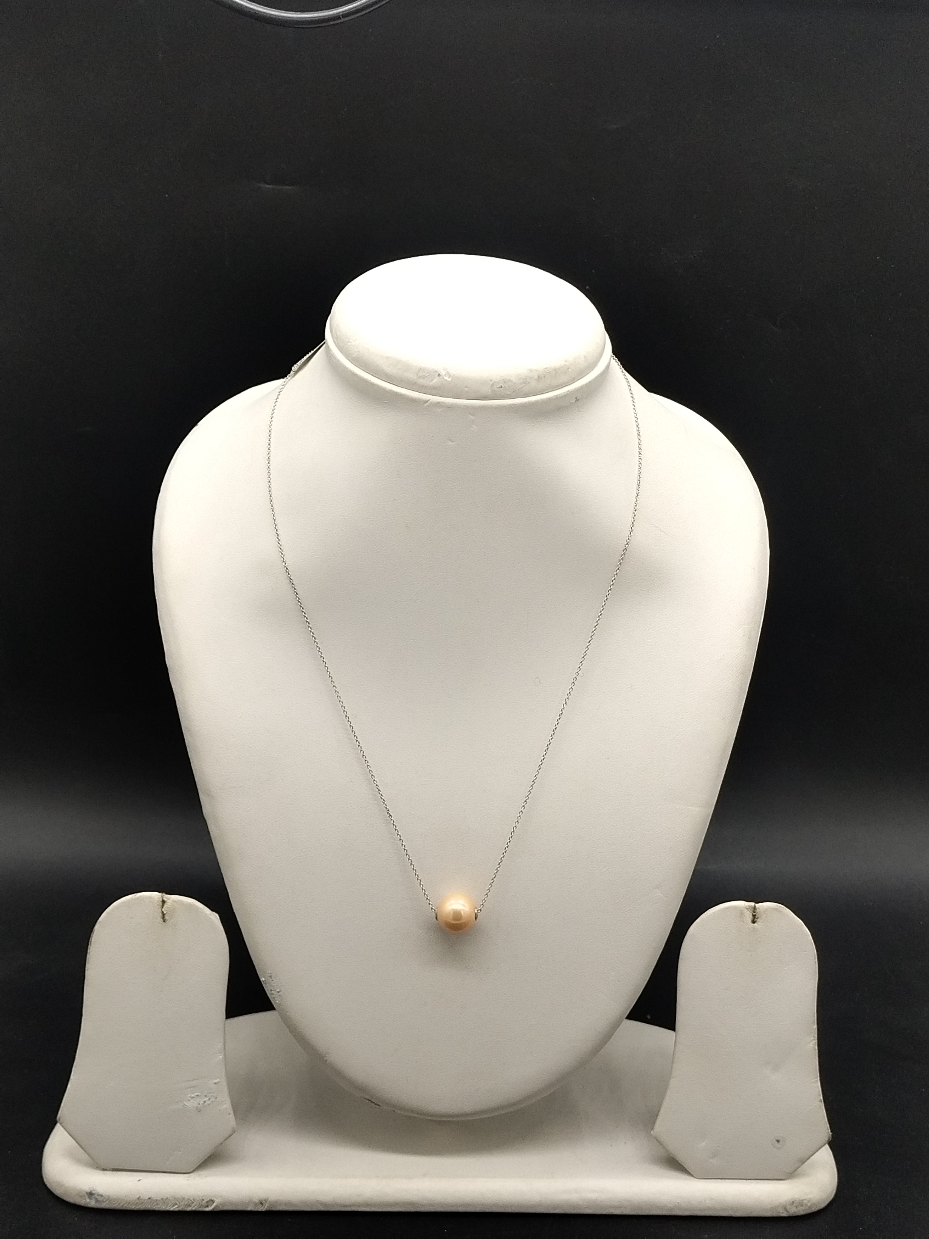 Pink freshwater pearl silver chain necklace for women
