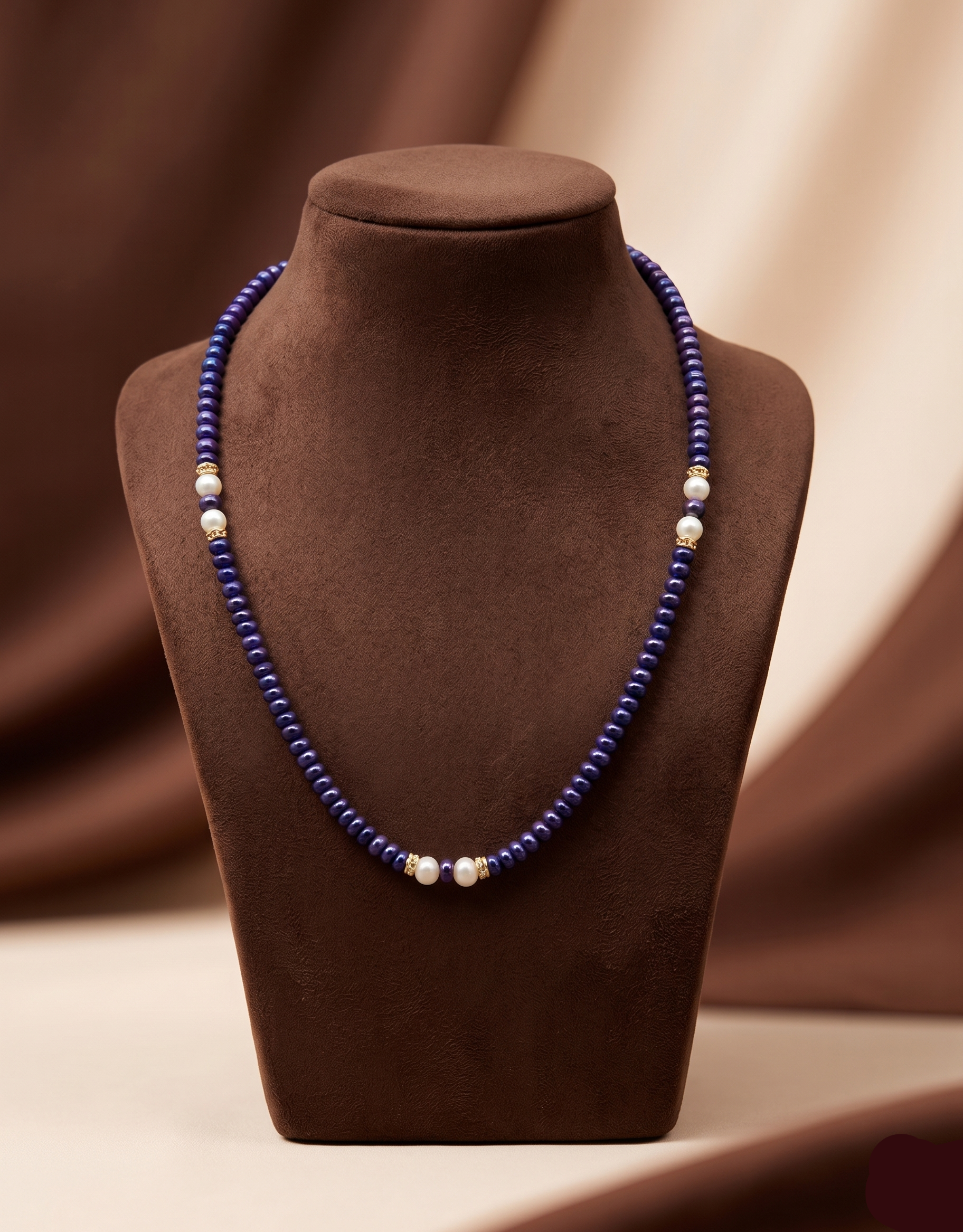 Purple Freshwater Pearl Mala – Elegant Single Line Pearl Necklace