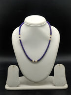 Purple and white freshwater pearl single line mala necklace for women