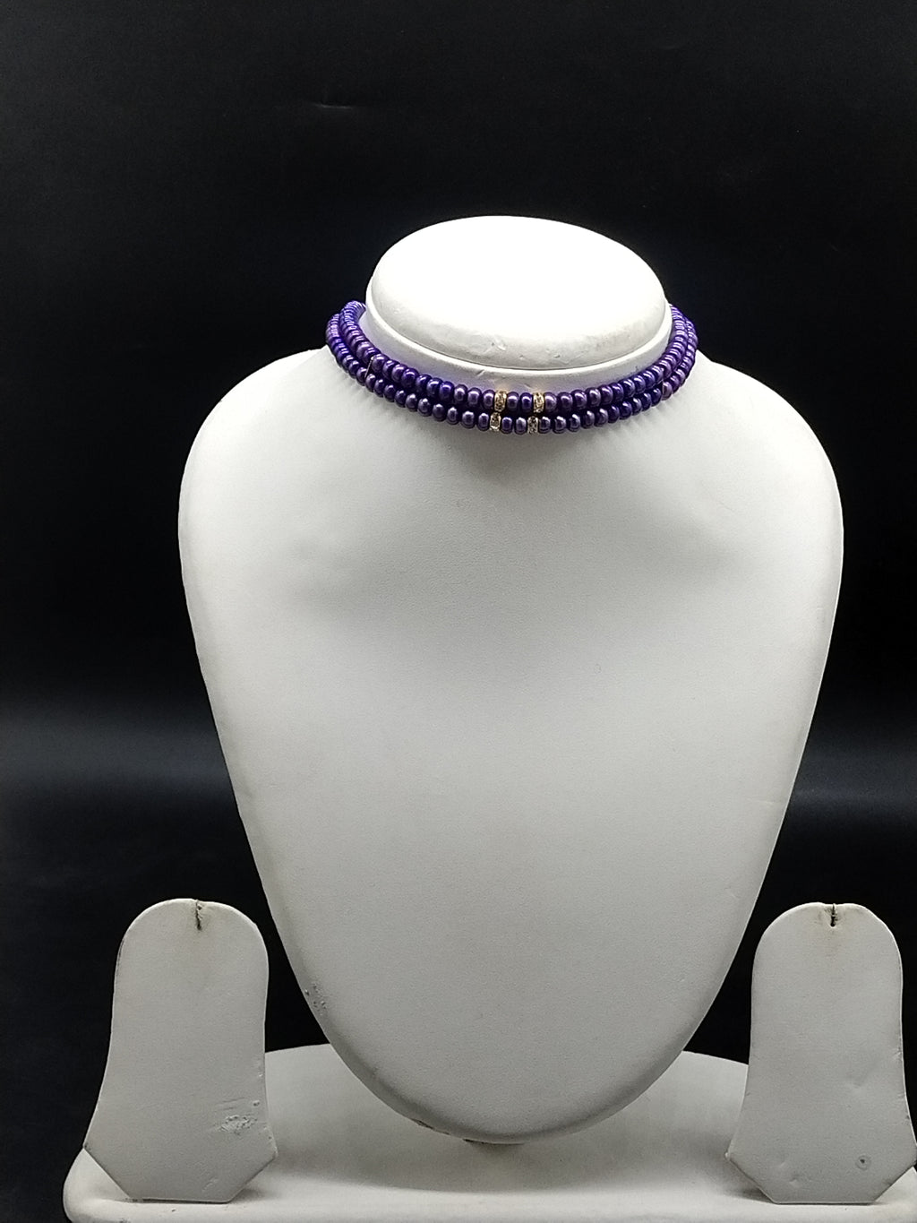 Purple freshwater pearl 2 line choker necklace for women