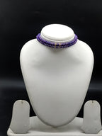 Purple freshwater pearl 2 line choker necklace for women