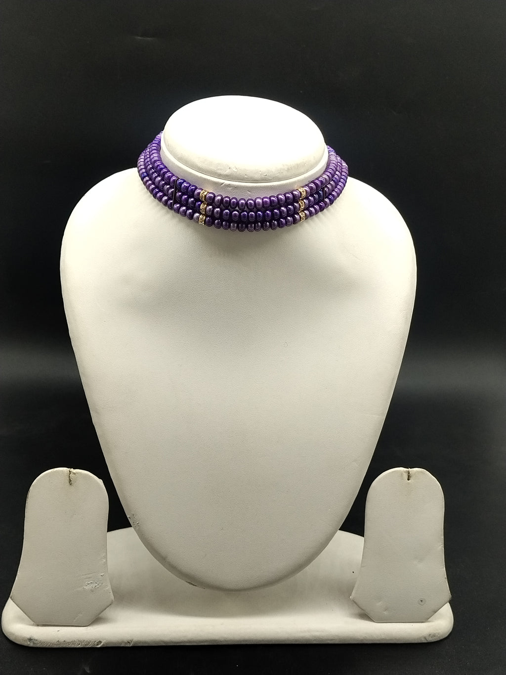 Purple freshwater pearl 3 line choker necklace for women