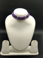 Purple freshwater pearl 3 line choker necklace for women