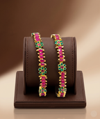 Regal Floral Ruby-Emerald Bangles