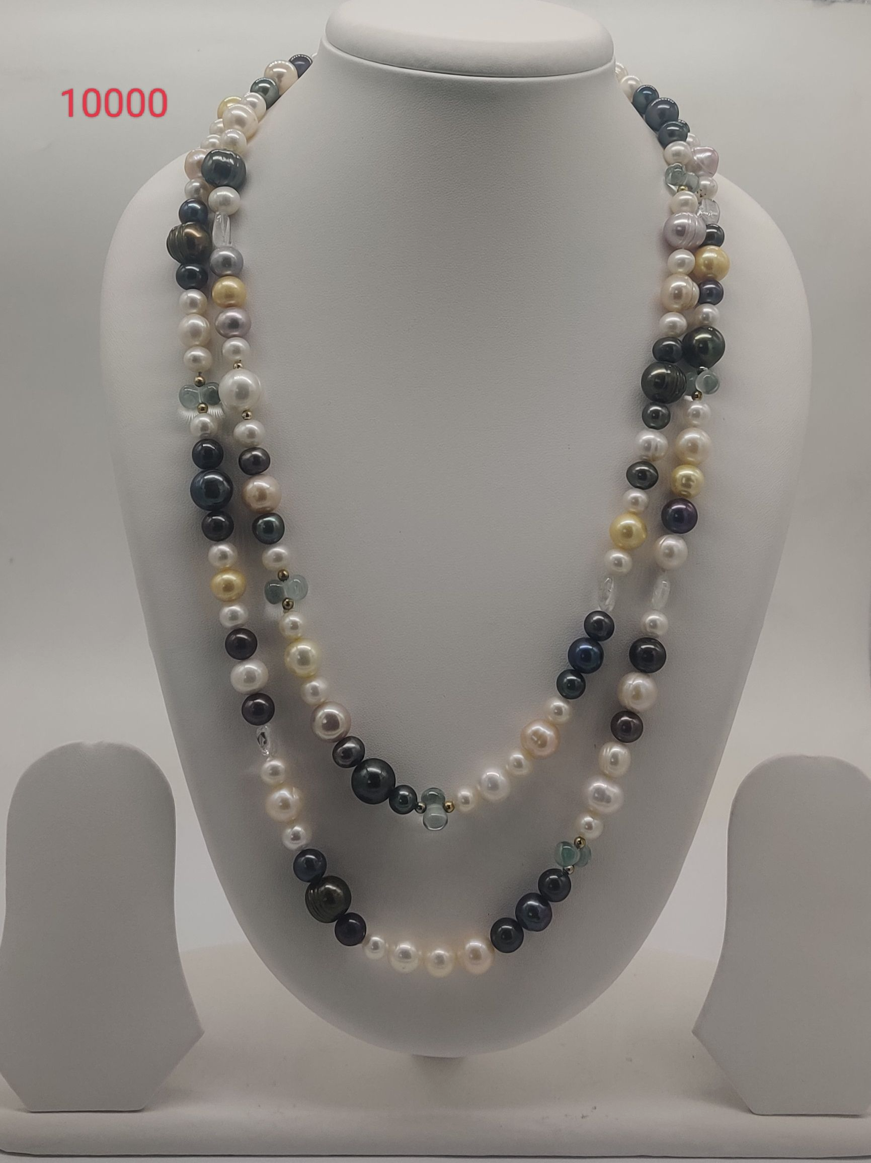 Regal Medley multi tone freshwater pearl necklace with mixed colour pearls in layered multi strand design