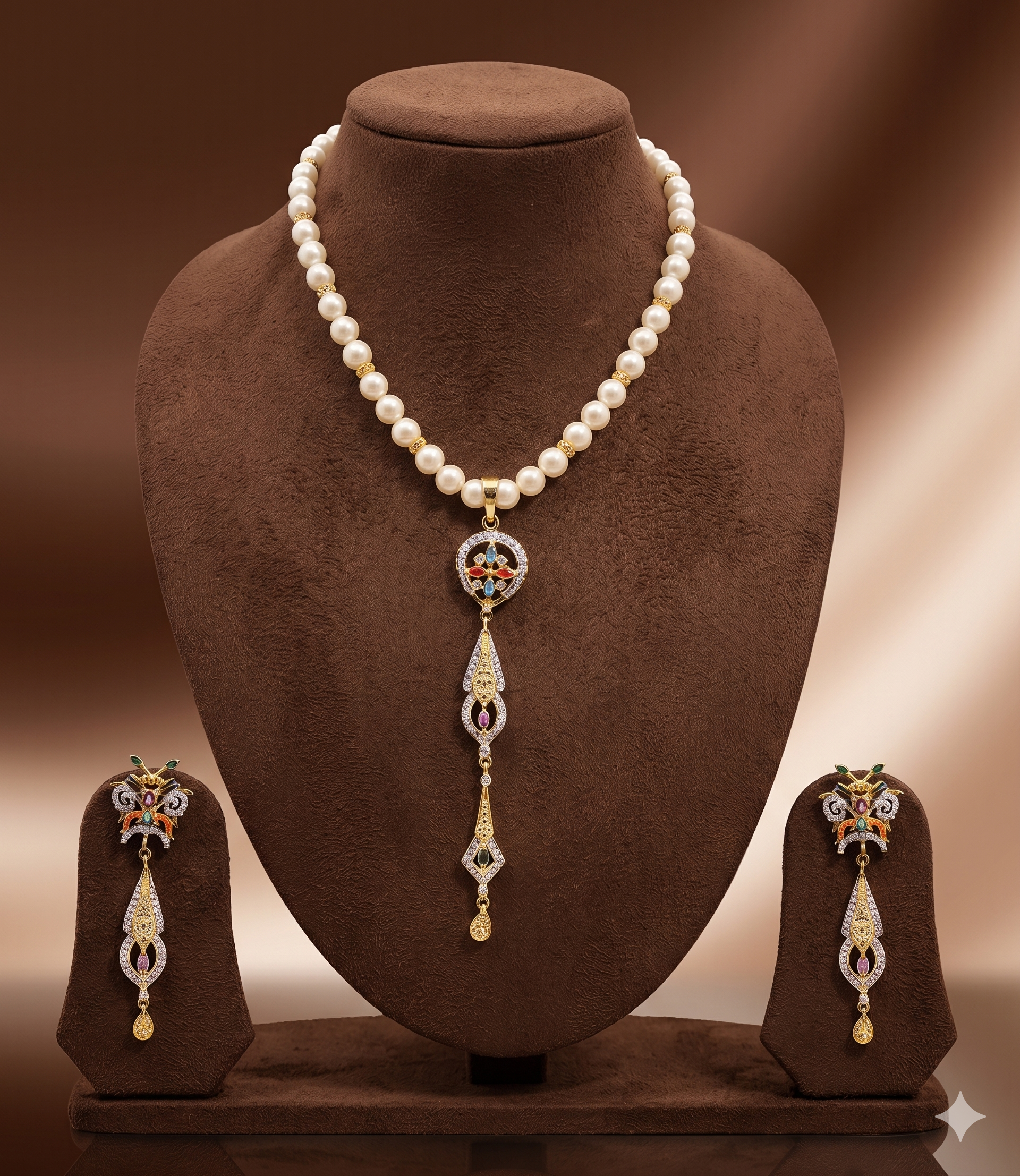 Regal Multitone Freshwater Pearl One Line Pendant Set