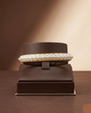 Rigid gold bangle with white freshwater pearls elegant minimalist pearl bracelet