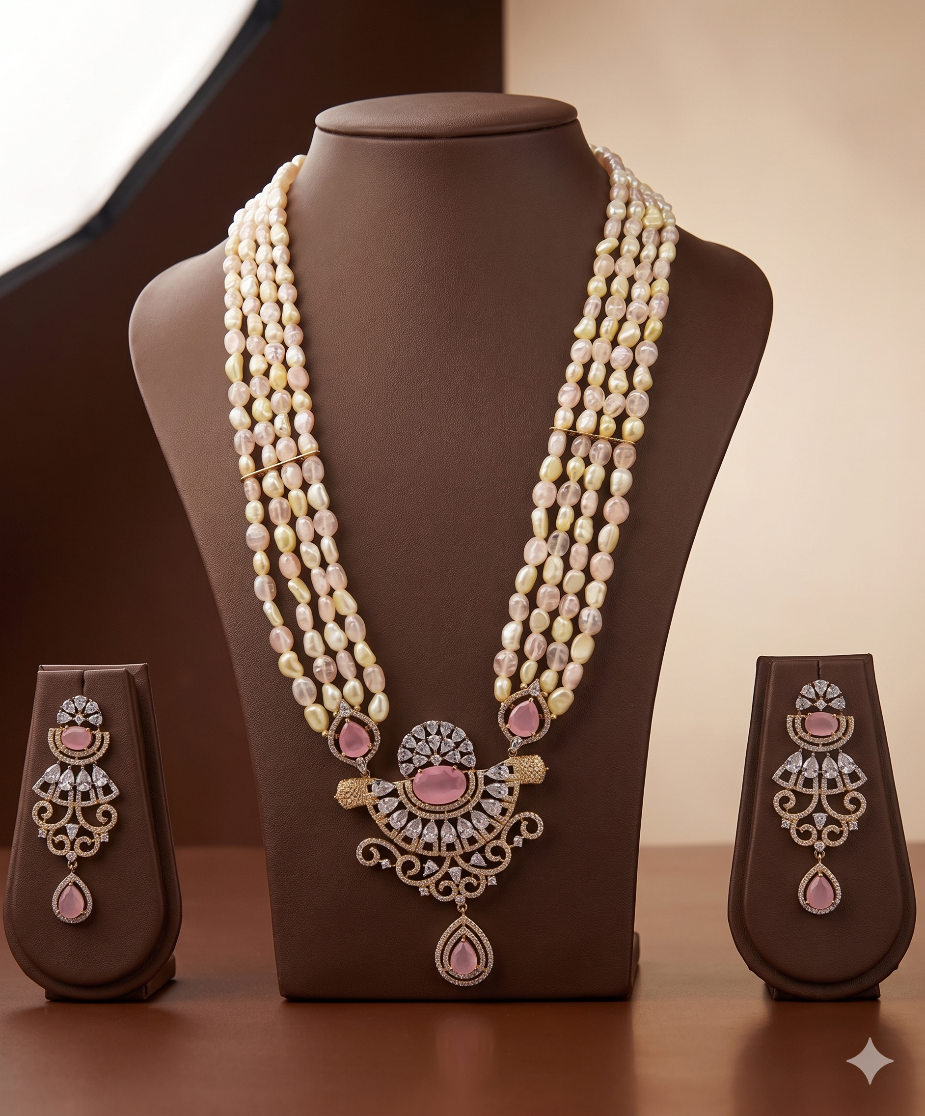 Rosy Radiance Royal Pearl Pendent Set