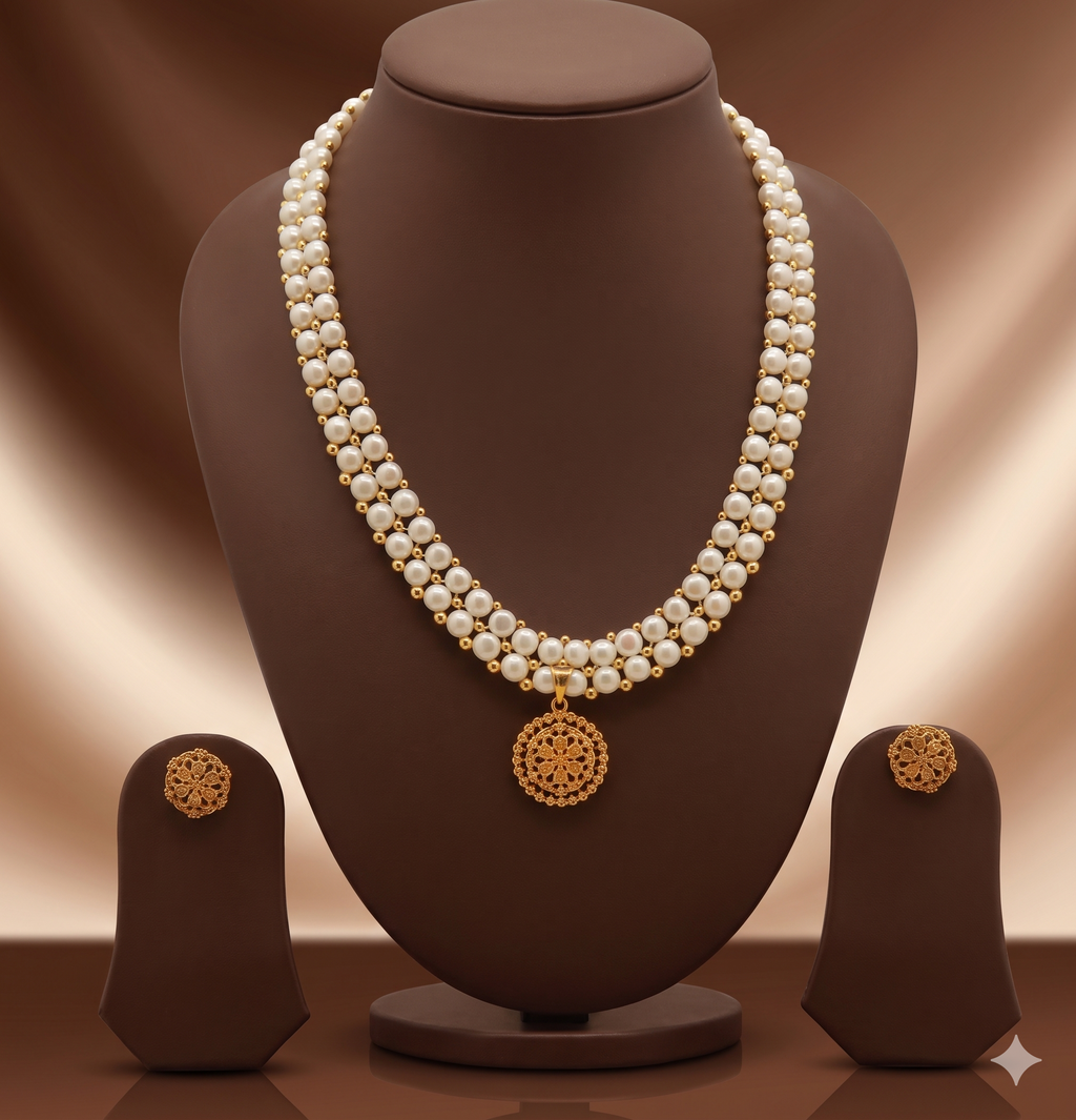Royal Gold Tone Medallion Pendant Set