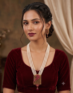 Royal Red & Green Freshwater Pearl Rani Haar Necklace Set – Premium Bridal & Festive Jewellery