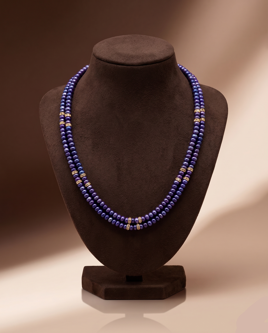 Royal Violet Freshwater Pearl Two Line Mala