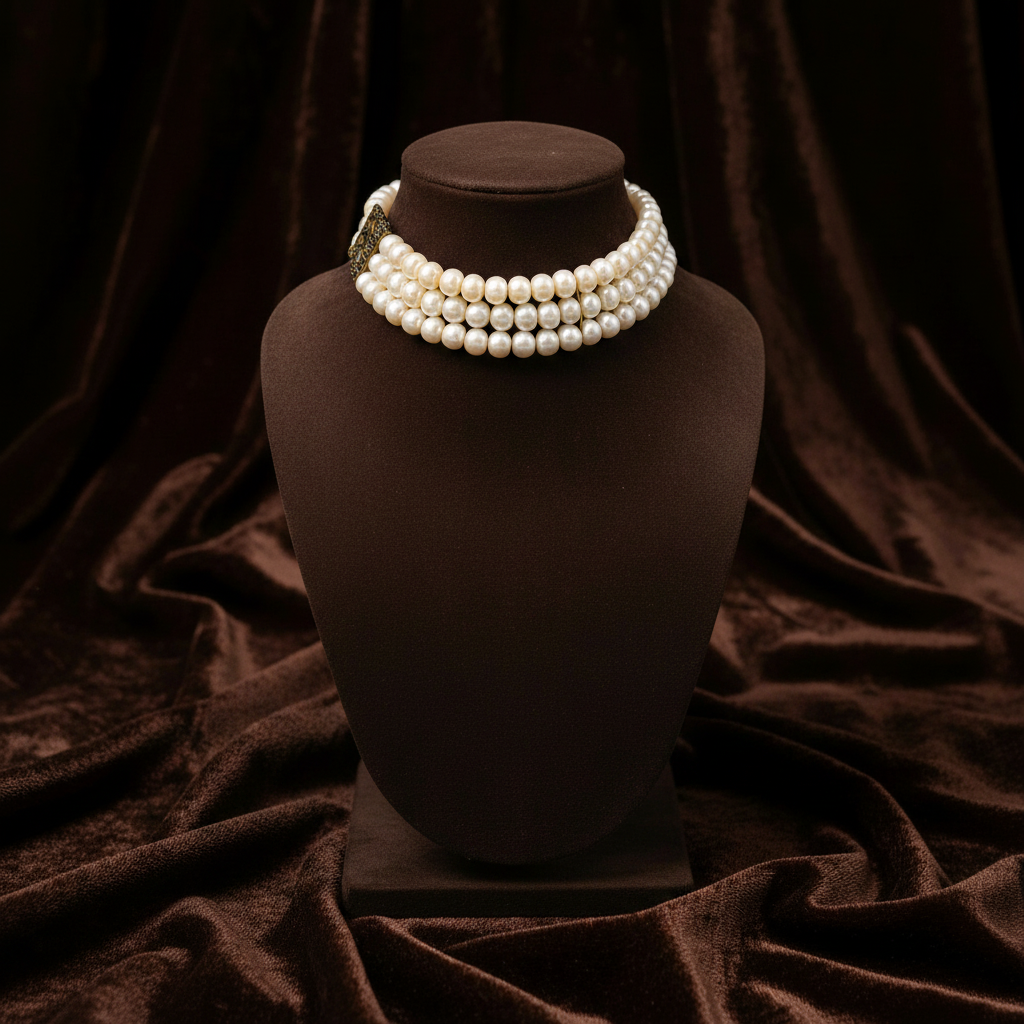 Royal three line freshwater pearl choker for women