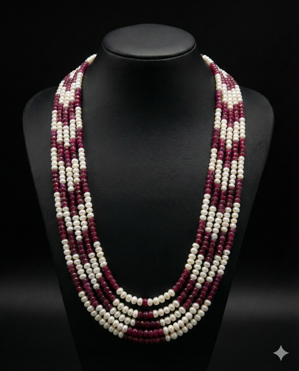 Ruby Pearl Cascade Necklace