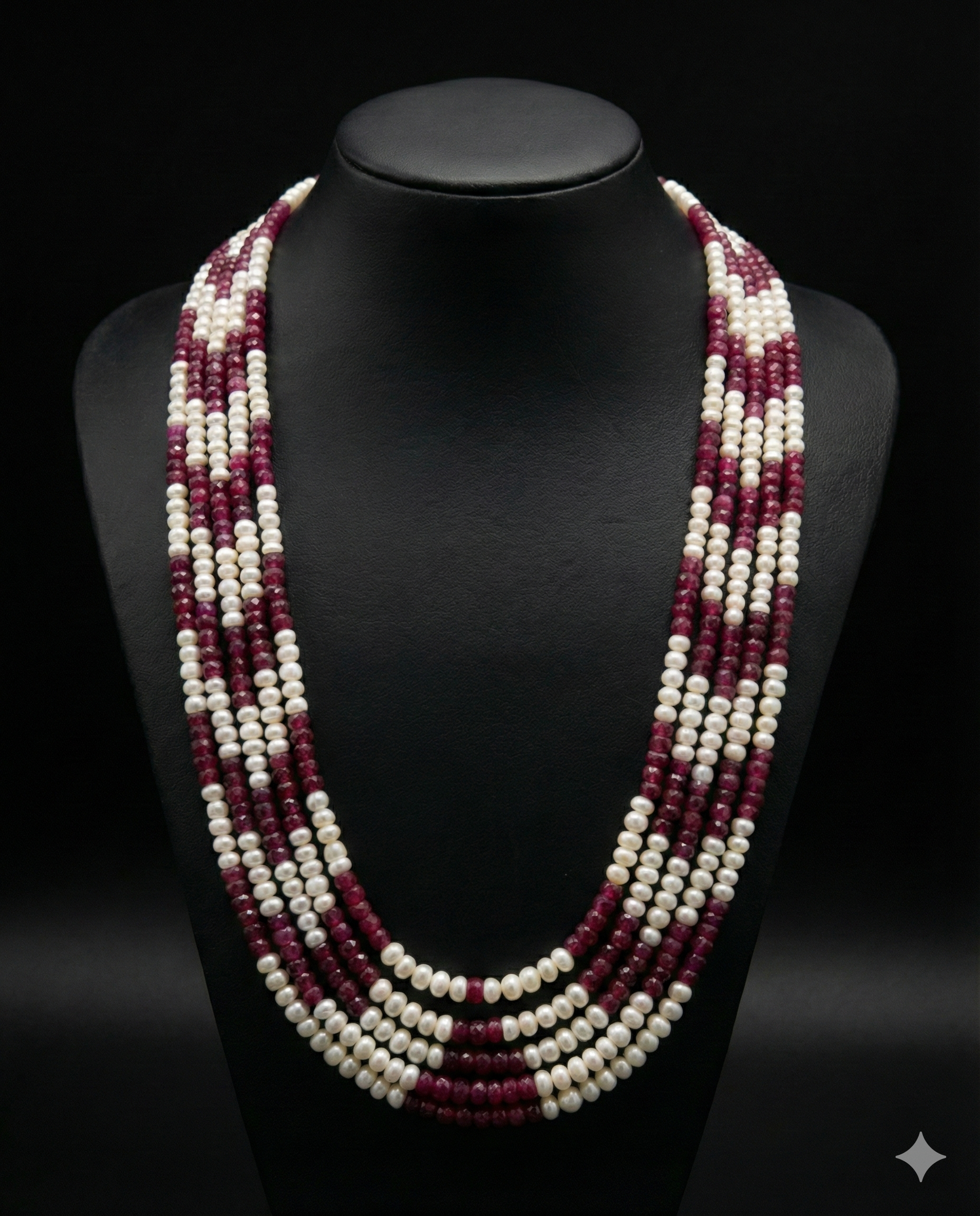 Ruby Pearl Cascade Necklace