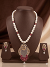 Ruby Radiance Freshwater Pearl Necklace Earrings Set