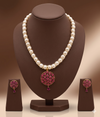 Ruby Teardrop Freshwater Pearls Pendant Set