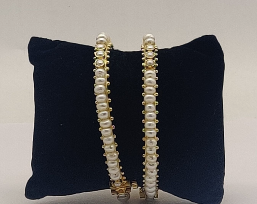 Semi-Precious Pearl Bangles – Classic Beauty in Gold