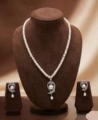 Serene Drop One Line Pendant Freshwater Pearl Necklace & Earrings Set
