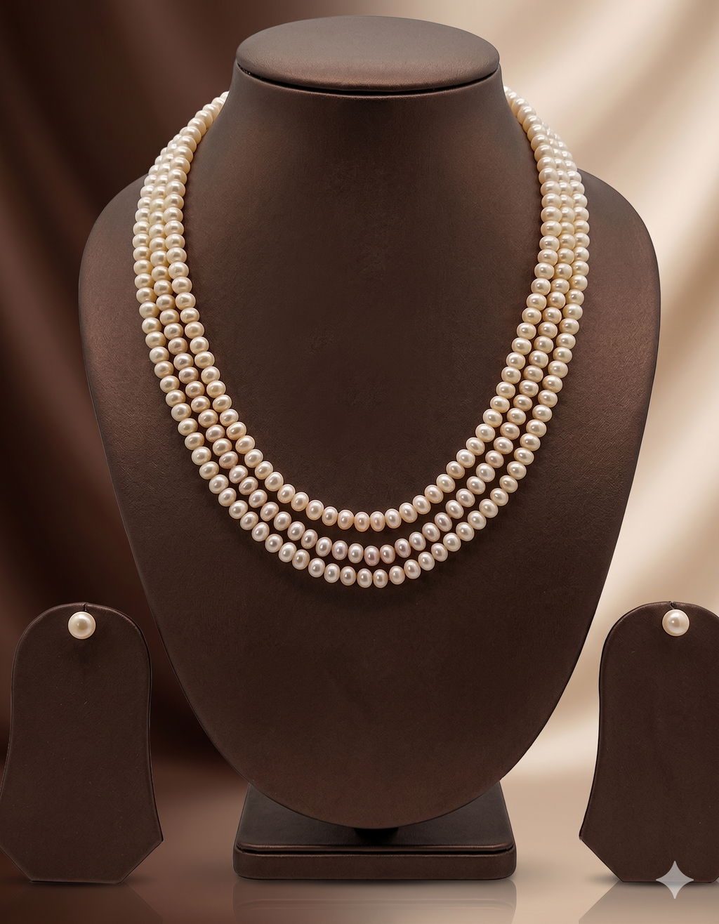 Serene Layers Three-Line Freshwater Pearl Necklace Set