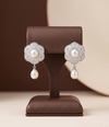 Silver-Toned Floral Pearl Earrings
