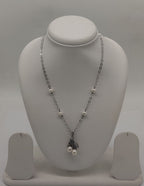 pearl leaf drop 925 silver chain with pearl accents and leaf design
