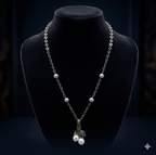 pearl leaf drop 925 silver chain with pearl accents and leaf design