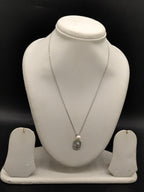Silver Pearl Oval Pendant Chain