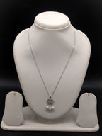 Silver pearl lock pendant chain necklace for women