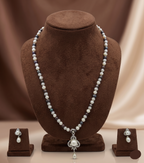 Silverlight One Line Pendant Freshwater Pearl Necklace & Earrings Set