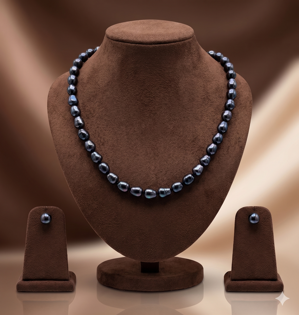 Single-Strand Freshwater Pearl Necklace & Earrings Set